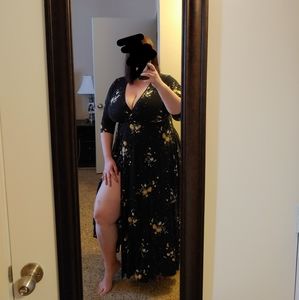 Torrid black floral maxi wrap dress